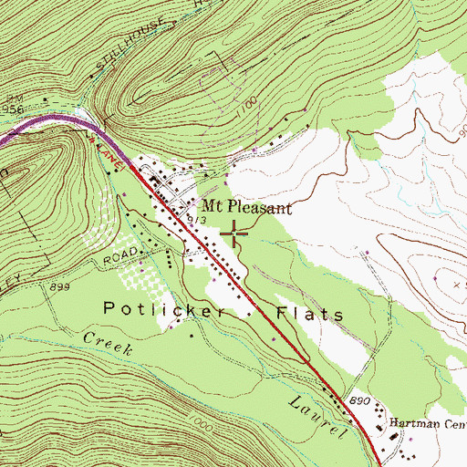 Topographic Map of Mount Pleasant Census Designated Place, PA