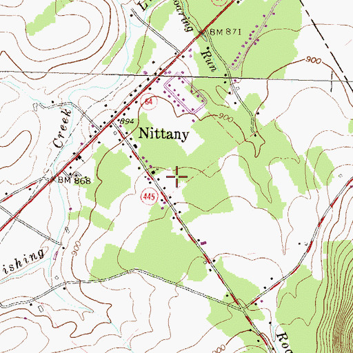 Topographic Map of Nittany Census Designated Place, PA