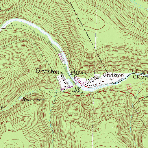 Topographic Map of Orviston Census Designated Place, PA