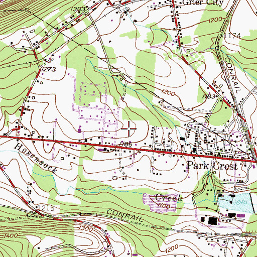 Topographic Map of Park Crest Census Designated Place, PA