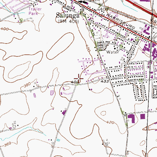 Topographic Map of Salunga Census Designated Place, PA