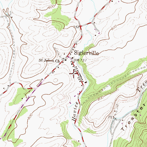 Topographic Map of Siglerville Census Designated Place, PA