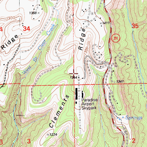 Topographic Map of Clements Ridge, CA