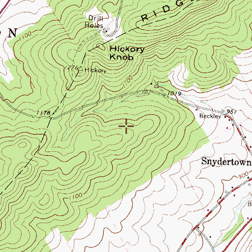 Topographic Map of Snydertown Census Designated Place, PA