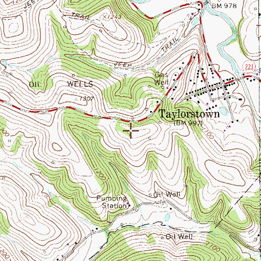 Topographic Map of Taylorstown Census Designated Place, PA