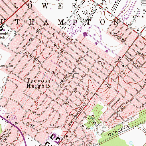Topographic Map of Trevose Census Designated Place, PA