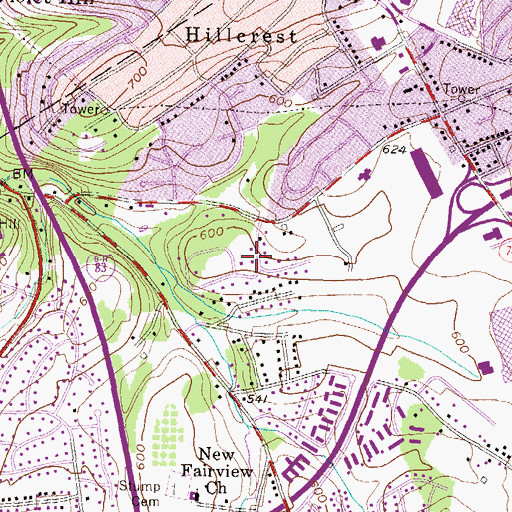 Topographic Map of Tyler Run Census Designated Place, PA