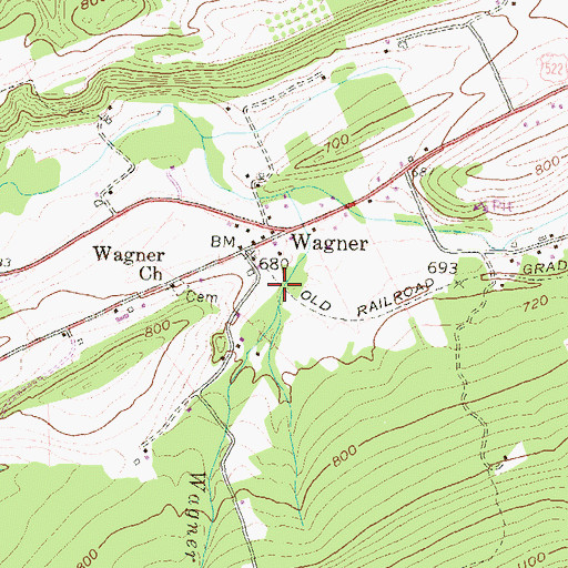 Topographic Map of Wagner Census Designated Place, PA