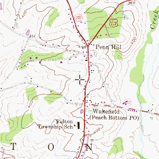 Topographic Map of Wakefield Census Designated Place, PA