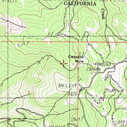 Topographic Map of Cleopatra Mine, CA