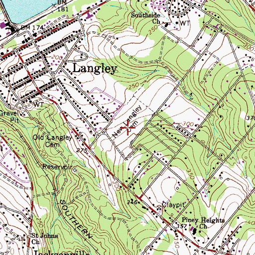 Topographic Map of Langley Census Designated Place, SC