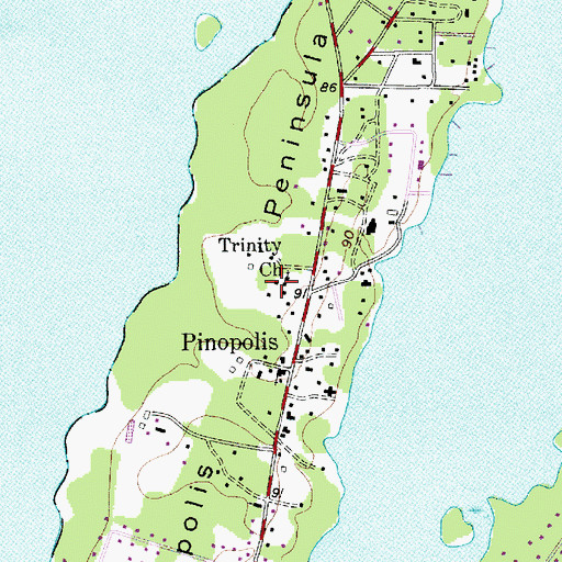 Topographic Map of Pinopolis Census Designated Place, SC