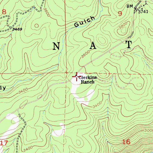 Topographic Map of Clerkins Ranch, CA