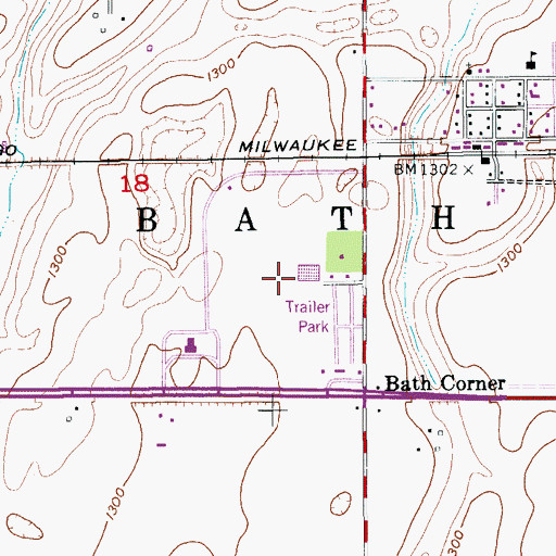 Topographic Map of Bath Corner Census Designated Place, SD