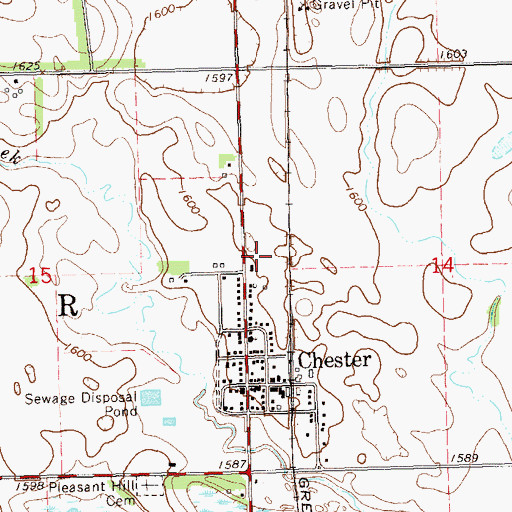 Topographic Map of Chester Census Designated Place, SD
