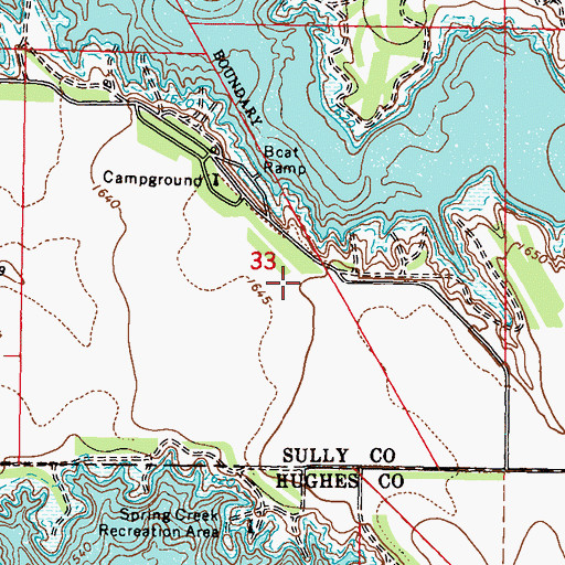 Topographic Map of Cow Creek Census Designated Place, SD