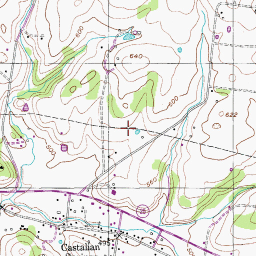 Topographic Map of Castalian Springs Census Designated Place, TN