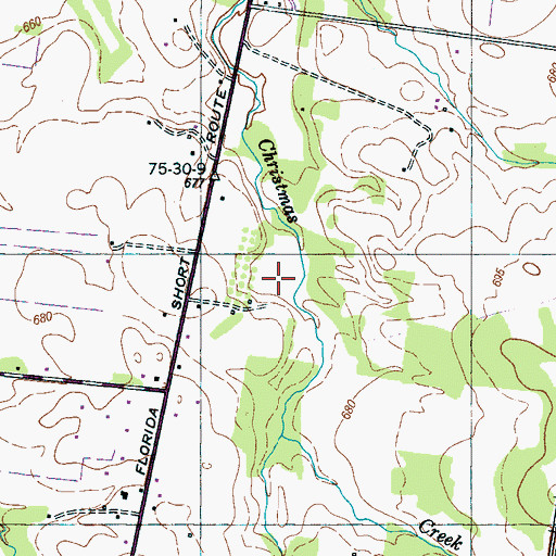 Topographic Map of Christiana Census Designated Place, TN