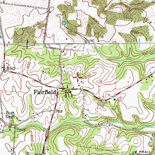 Topographic Map of Fairfield Census Designated Place, TN