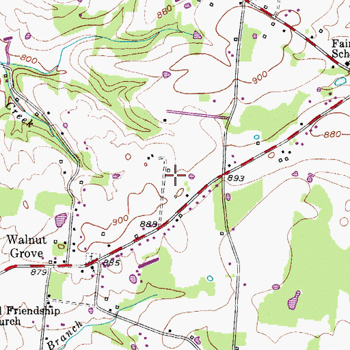 Topographic Map of Walnut Grove Census Designated Place, TN