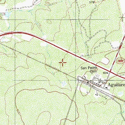 Topographic Map of Aguilares Census Designated Place, TX
