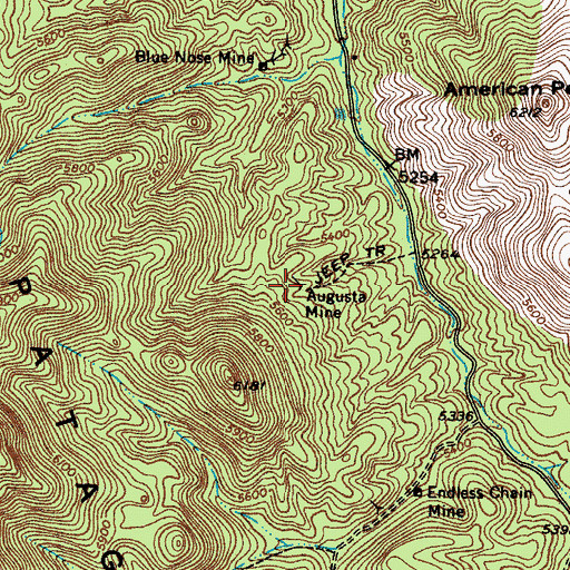 Topographic Map of Augusta Mine, AZ