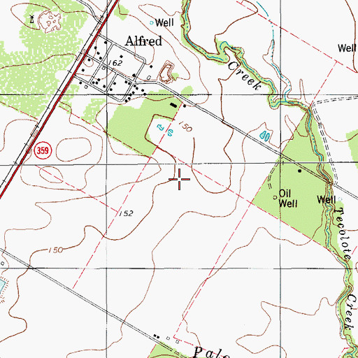 Topographic Map of Alfred Census Designated Place, TX