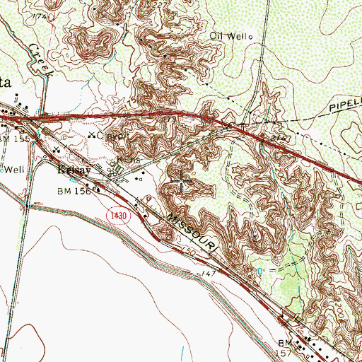 Topographic Map of Chaparrito Census Designated Place, TX