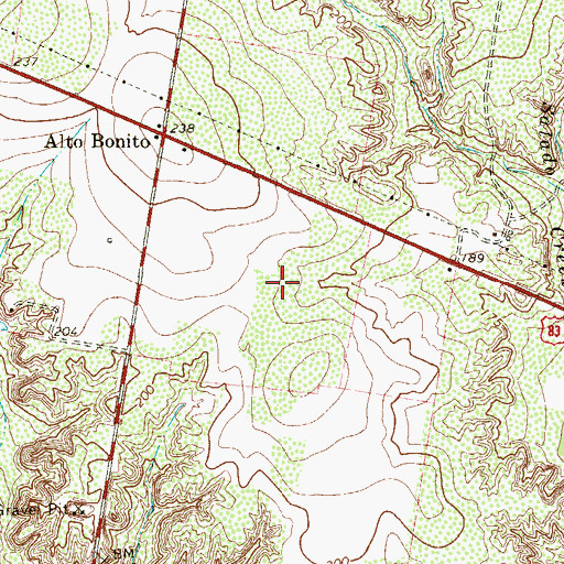 Topographic Map of East Alto Bonito Census Designated Place, TX