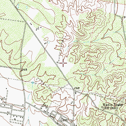 Topographic Map of Fernando Salinas Census Designated Place, TX