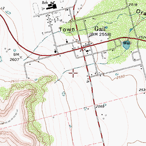 Topographic Map of Gail Census Designated Place, TX