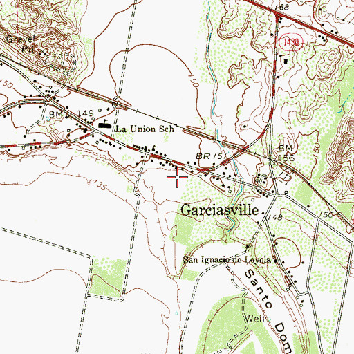 Topographic Map of Garciasville Census Designated Place, TX