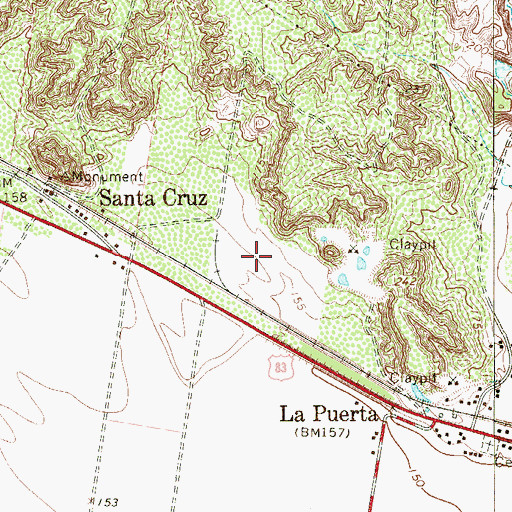 Topographic Map of Garza-Salinas II Census Designated Place, TX