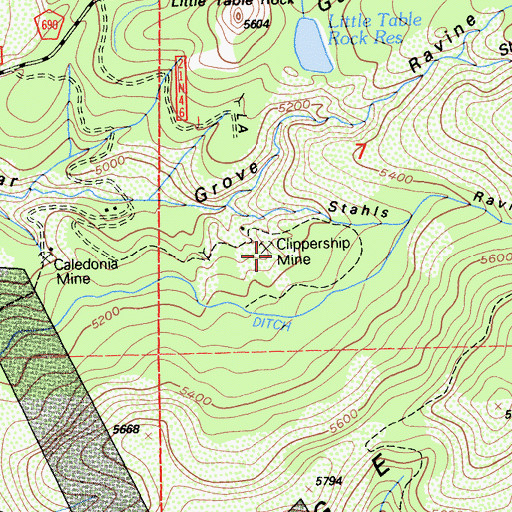 Topographic Map of Clippership Mine, CA