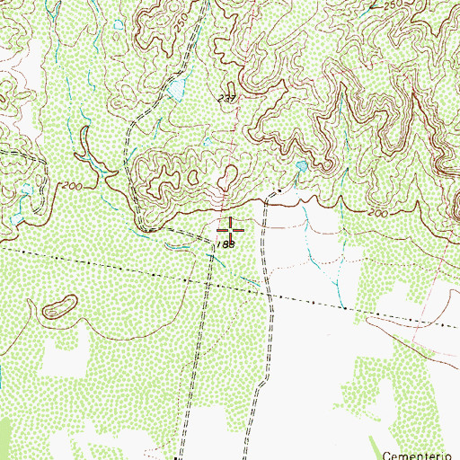 Topographic Map of JF Villareal Census Designated Place, TX