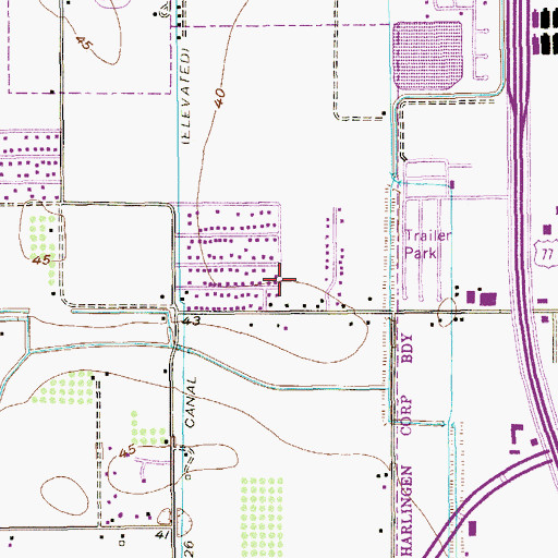 Topographic Map of Juarez Census Designated Place, TX