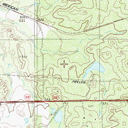 Topographic Map of Laredo Ranchettes West Census Designated Place, TX