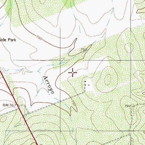 Topographic Map of Los Huisaches Census Designated Place, TX