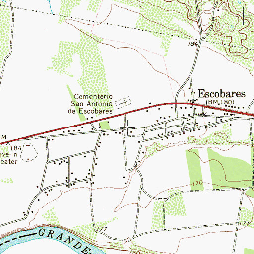 Topographic Map of Old Escobares Census Designated Place (historical), TX