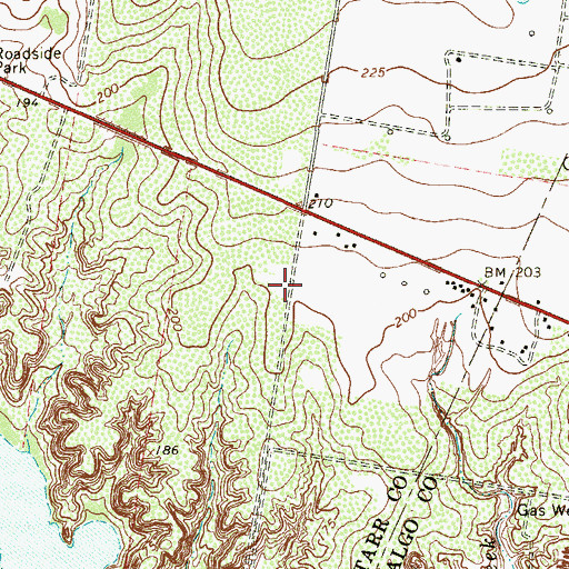 Topographic Map of Quesada Census Designated Place, TX