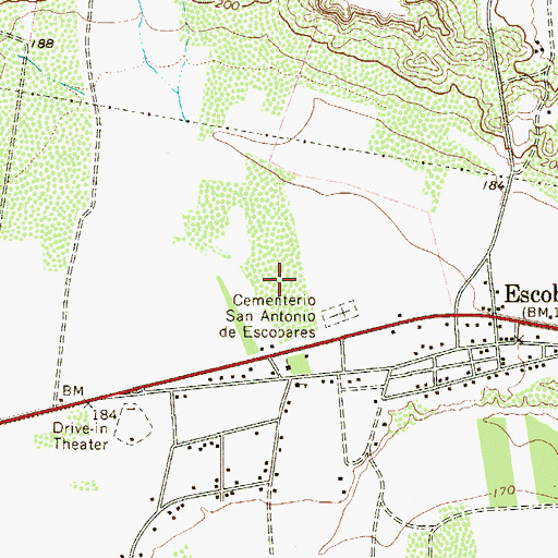 Topographic Map of Rivera Census Designated Place (historical), TX