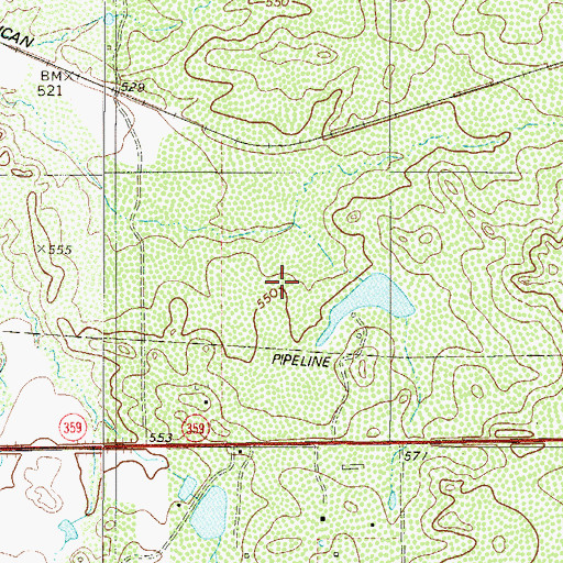 Topographic Map of San Carlos II Census Designated Place, TX