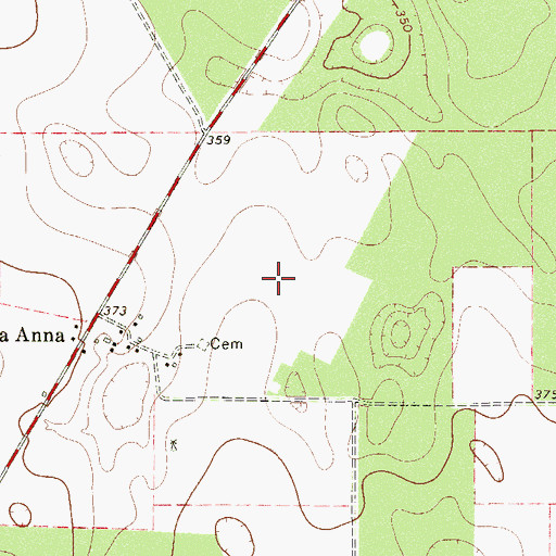 Topographic Map of Santa Anna Census Designated Place, TX