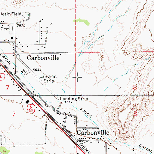 Topographic Map of Carbonville Census Designated Place, UT