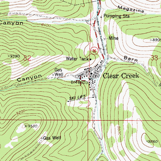Topographic Map of Clear Creek Census Designated Place, UT