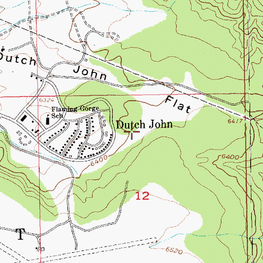 Topographic Map of Dutch John Census Designated Place (historical), UT
