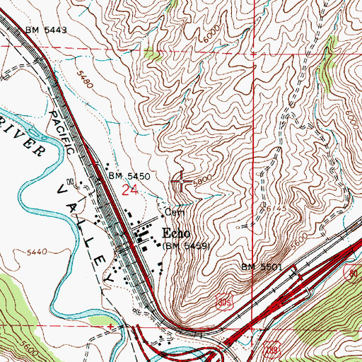Topographic Map of Echo Census Designated Place, UT