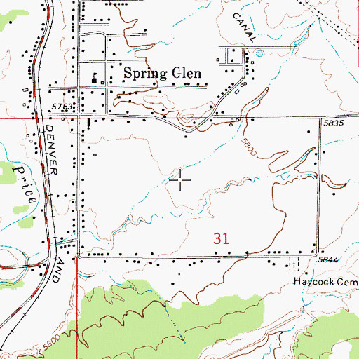 Topographic Map of Spring Glen Census Designated Place, UT