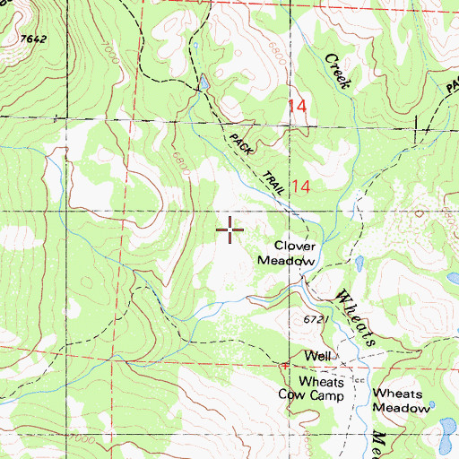 Topographic Map of Clover Meadow, CA