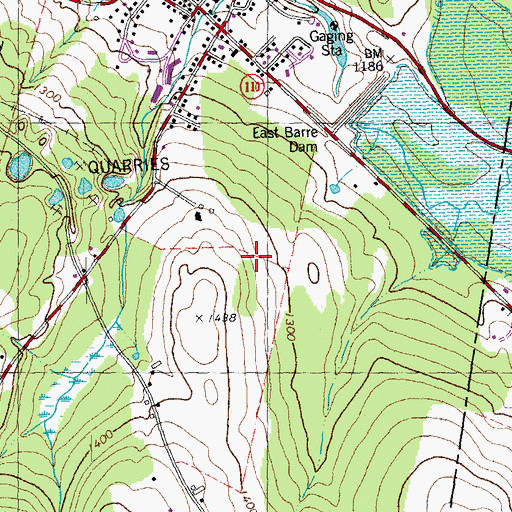 Topographic Map of East Barre Census Designated Place, VT